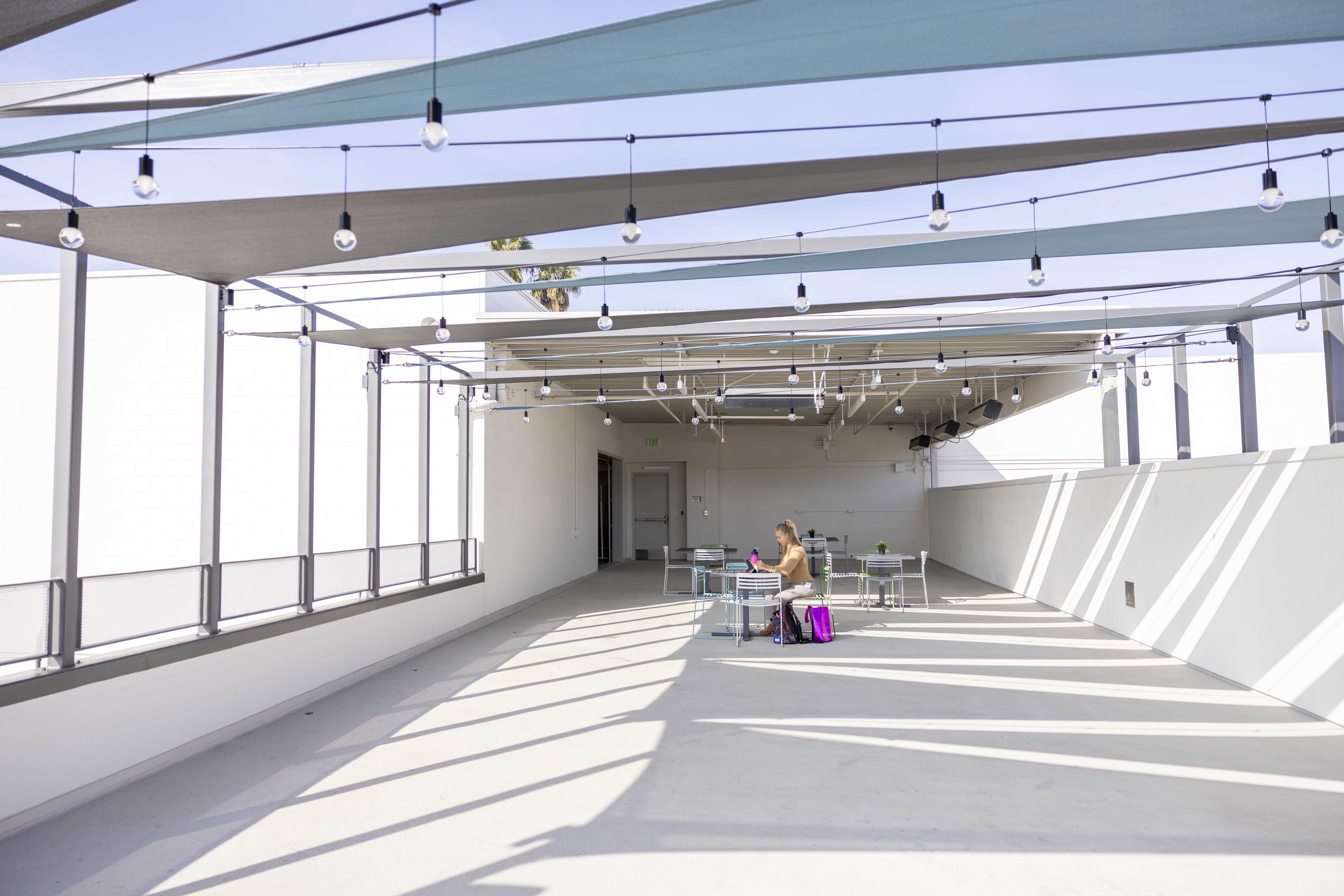 PLNU student studying in Balboa Campus space.