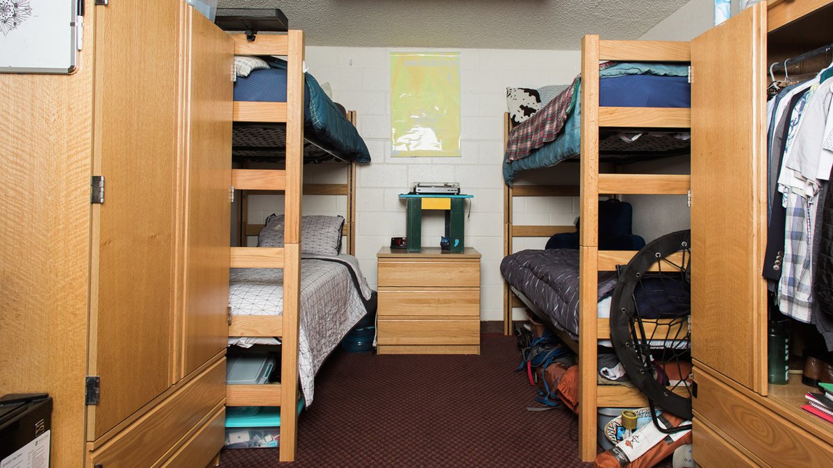 A room with 4 beds in Young Hall.