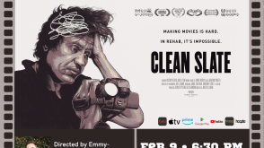 Graphic to advertise for "Clean Slate" film screening on 2/9/23