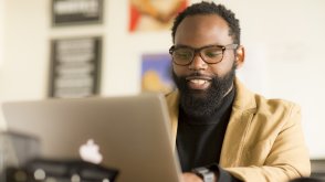 African American Student on Computer