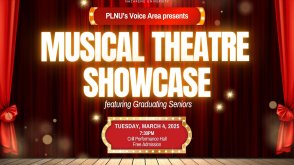 poster with text "musical theatre showcase featuring graduating seniors"