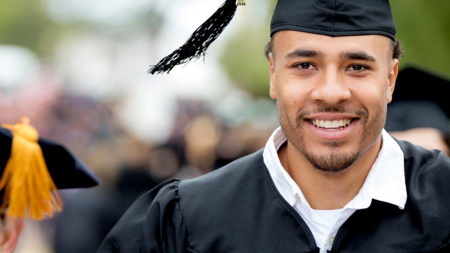 Male Graduate waiting to enter the Greek for the Commencement Convocation