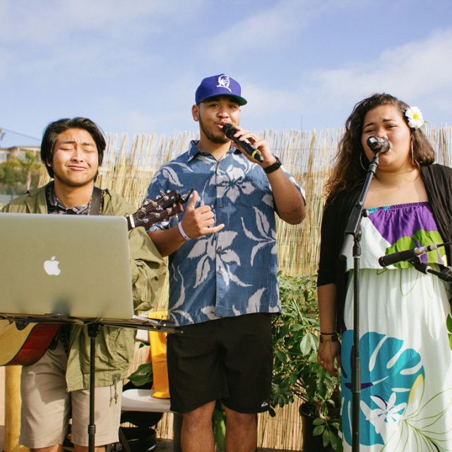 Members of the Hui O'Hawaii club perform Hawaiian songs.