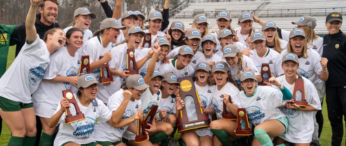 PLNU Women's Soccer celebrates their NCAA Championship win