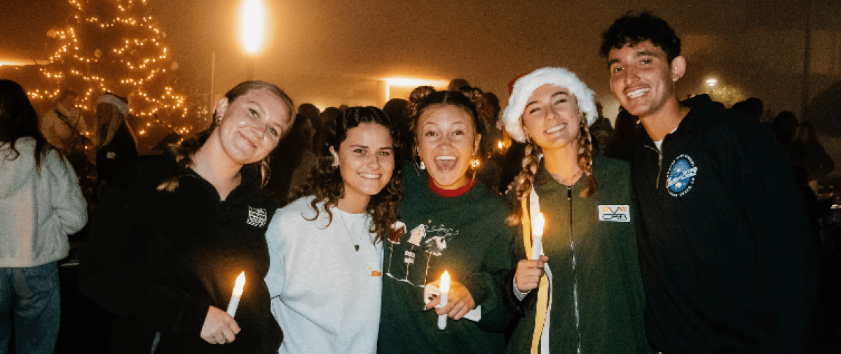 Students at the christmas tree lighting