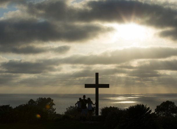 The PLNU cross at sunset.