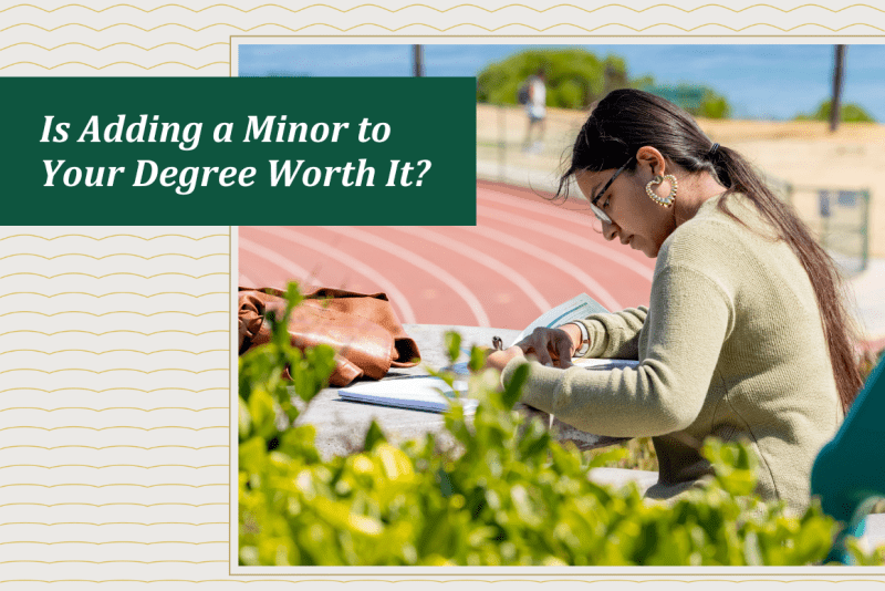 Student studying at university track