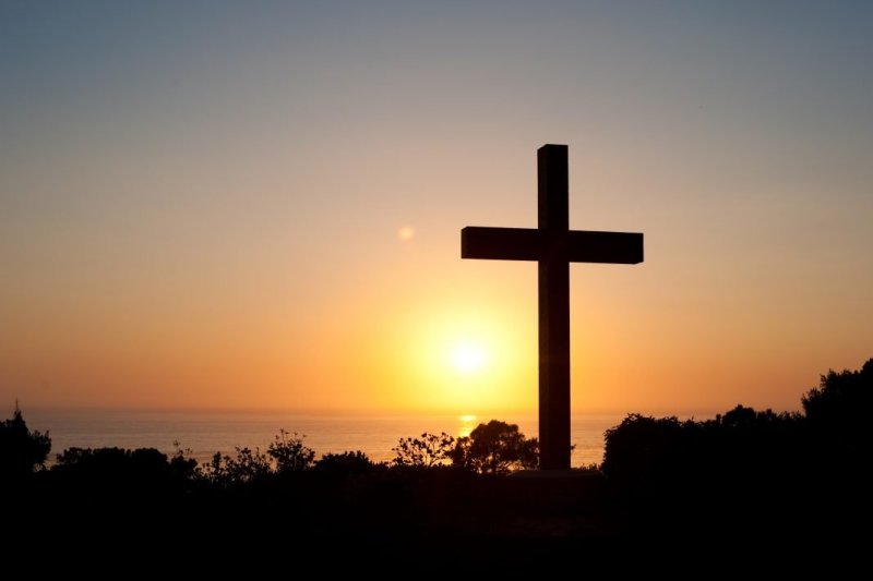 A cross at sunset