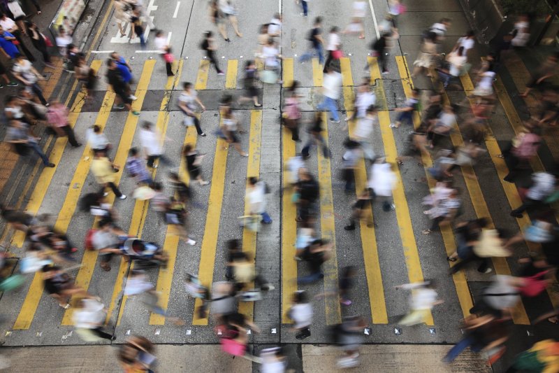 A busy crosswalk 