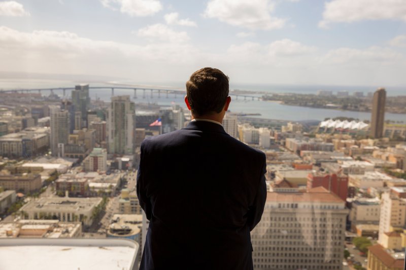 MBA Student Overlooking the City