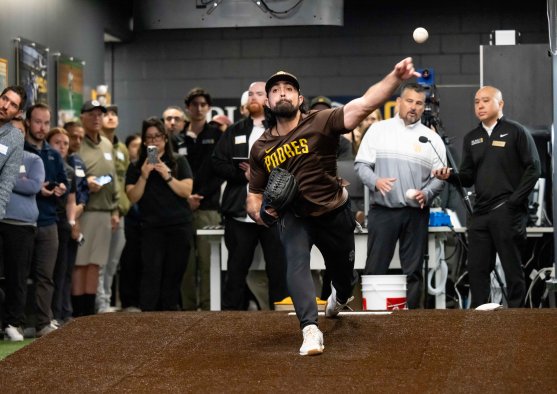 Padres pitcher using the biomechanics lab