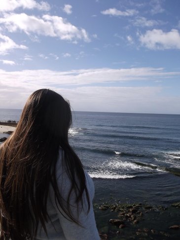 Miranda standing near the tide pools in La Jolla.
